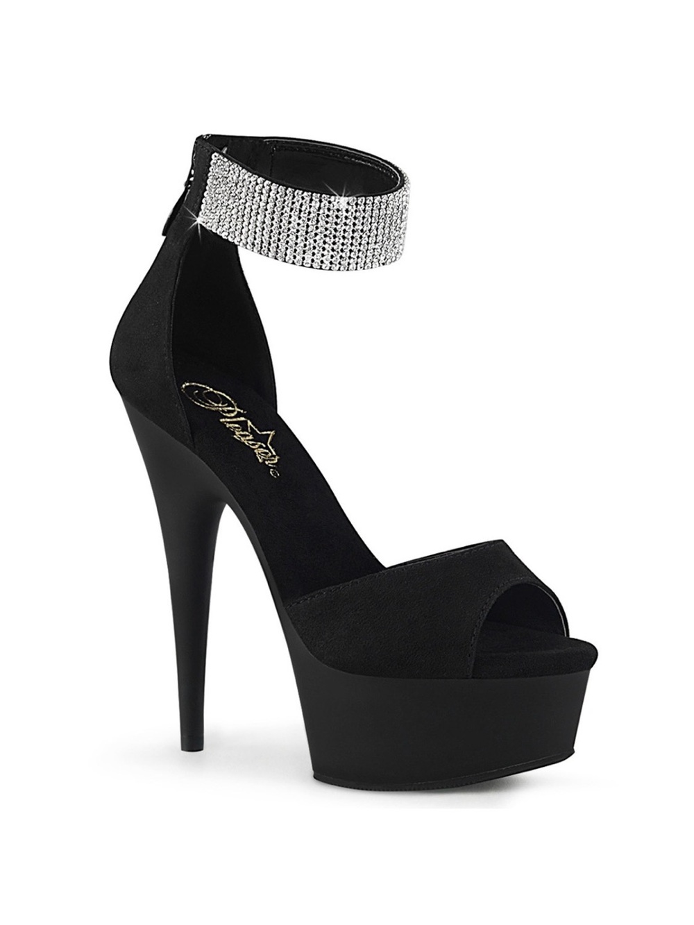 Pleaser Rhinestone Ankle Strap Platform Stiletto Sandals With 6 Inch Heel Size 7